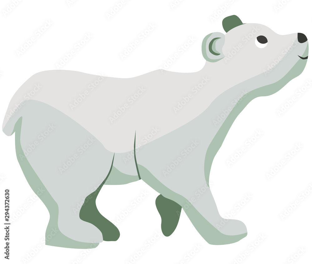 Cartoon polar bear flat vector illustration