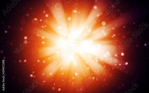 Dark Gold sparkle rays with bokeh abstract elegant background. Dust sparks background.