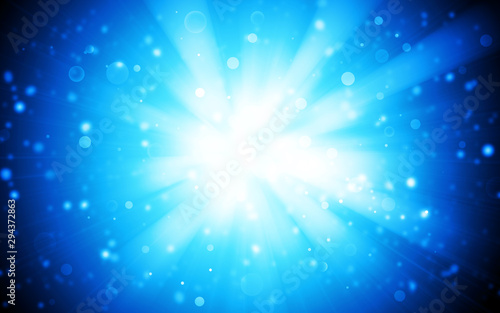 Dark blue sparkle rays with bokeh abstract elegant background. Dust sparks background.