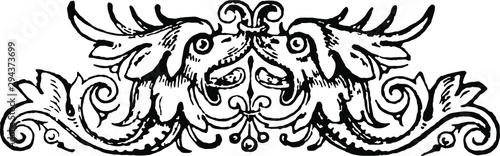 Winged Dragons Griffith griffon History of England 1883 - antique vintage woodcut artwork illustration