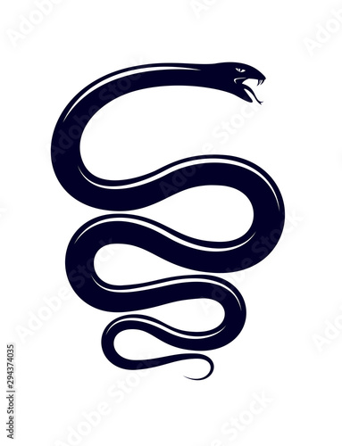 Snake vector tattoo, deadly poison dangerous serpent, venom aggressive predator reptile animal vintage style illustration.