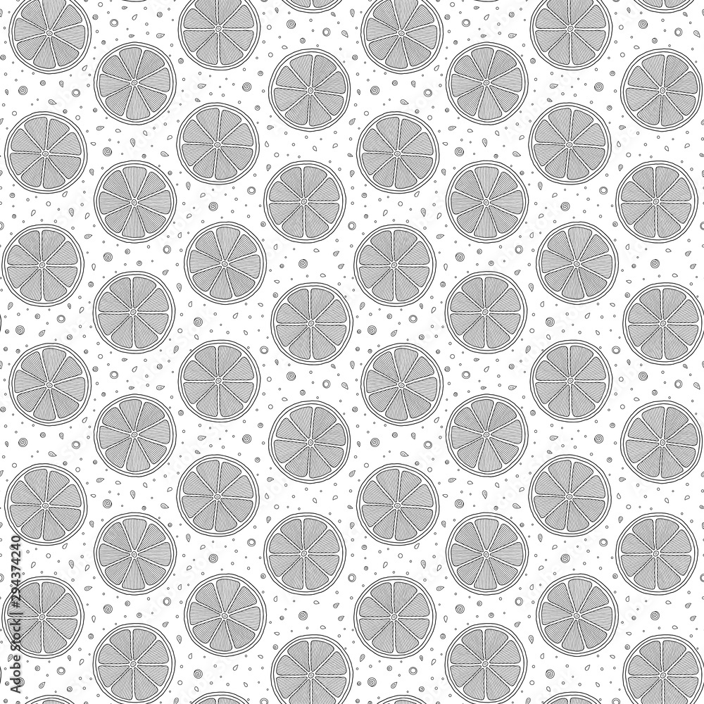 Seamless pattern with orange fruits on a white background. Seamless pattern with orange fruits on a white background.