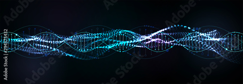 Science template, abstract background with a 3D DNA molecules. Vector illustration.