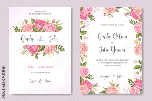 wedding invitation with beautiful floral vector