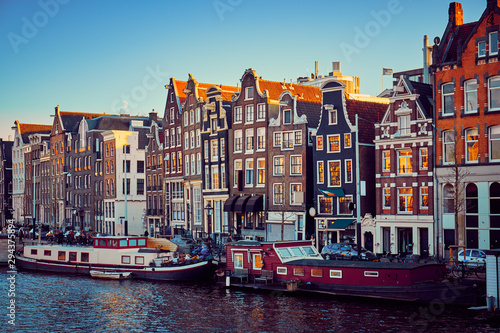 Boathouses and old dancing houses in Amsterdam