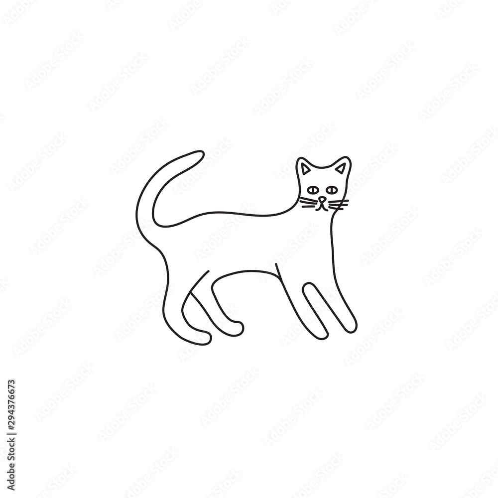 Cute character line style of cat. Simple icon of bengal breed. Cute character line style of cat. Simple icon of bengal breed.