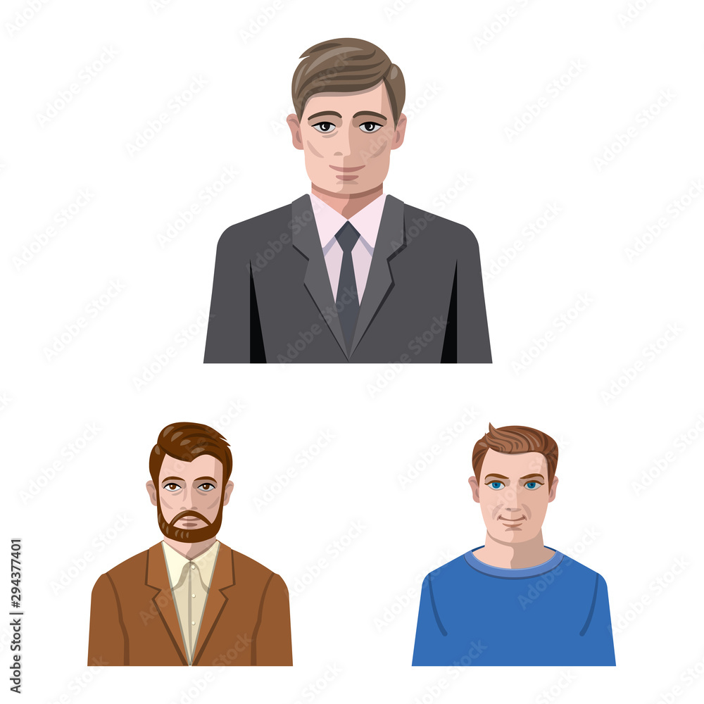 Vector illustration of avatar and face logo. Set of avatar and profile vector icon for stock.