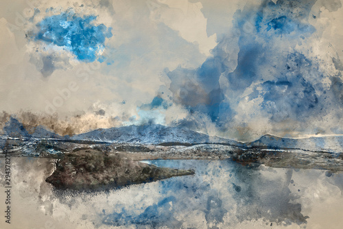 Digital watercolor painting...
