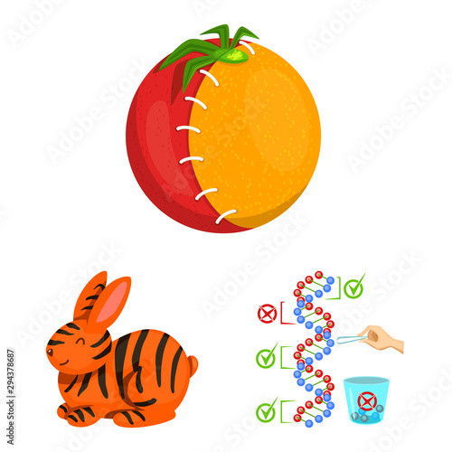 Vector design of modified and genetically logo. Collection of modified and science stock vector illustration.