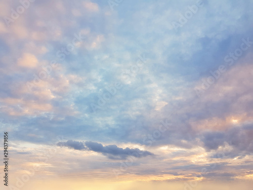 Background. Beautiful Blue Sky With Clouds. Autumn Sunset