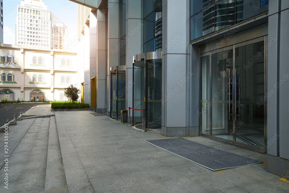 Empty Plaza and Modern Office Building, Qingdao, China