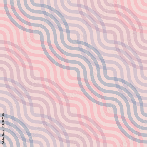 Seamless vector geometry pattern in a modern, stylish, and minimal fashion. The abstract tiles can be repeated endlessly to create perfect pattern/wallpaper of pastel pink purple wavy curly lines.