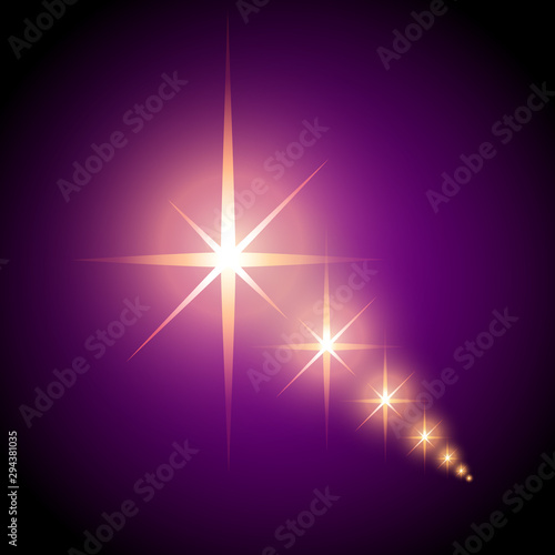 Shiny beautiful stars on a dark purple background