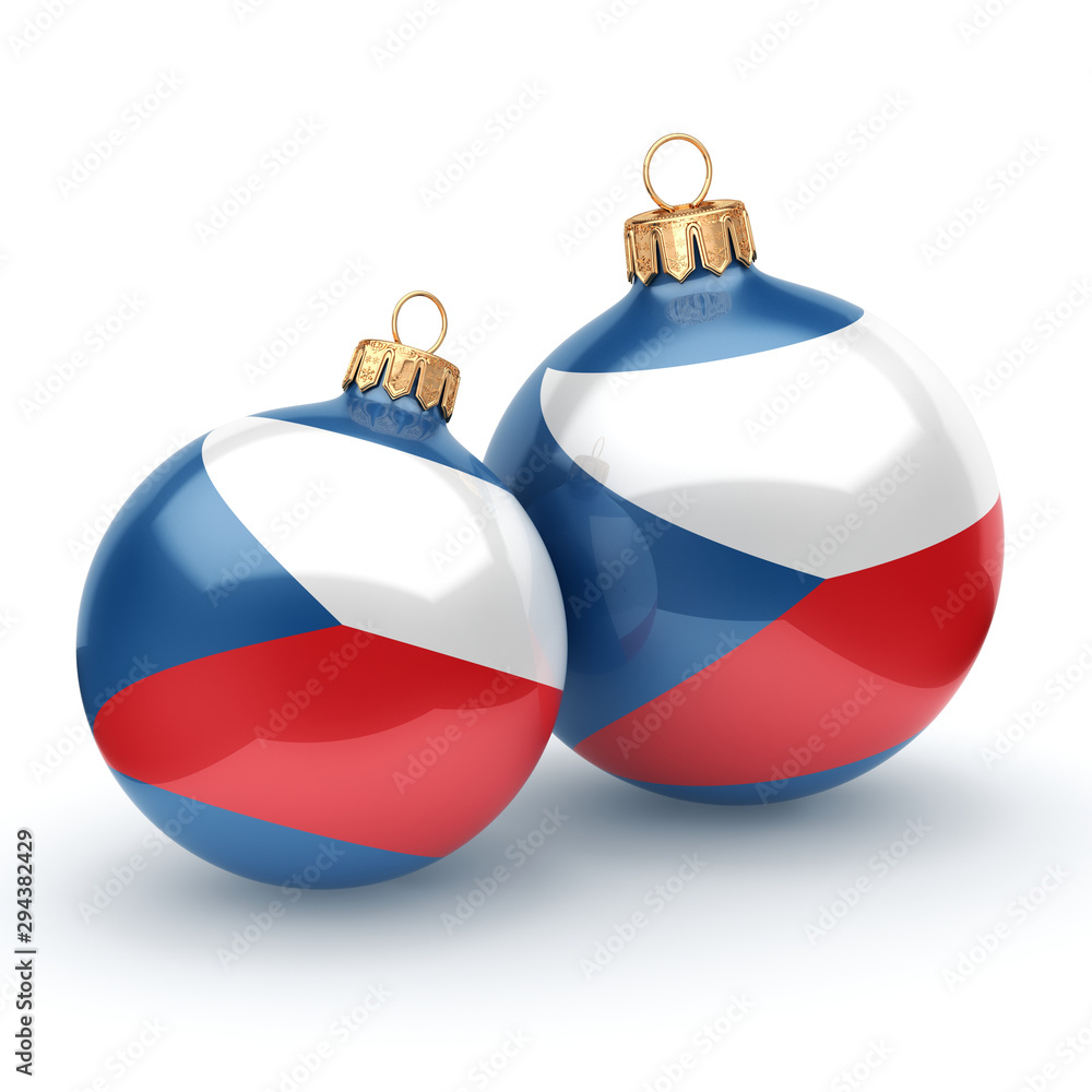 3D rendering Christmas ball with the flag of Czech Republic 3D rendering Christmas ball with the flag of Czech Republic