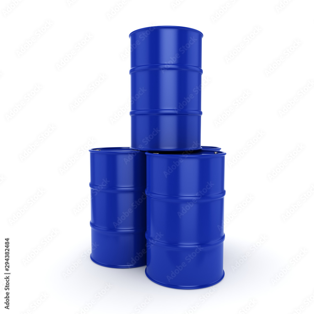 3D rendering blue barrels 3D rendering blue barrels