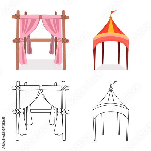 Vector design of roof and folding logo. Set of roof and architecture stock vector illustration.