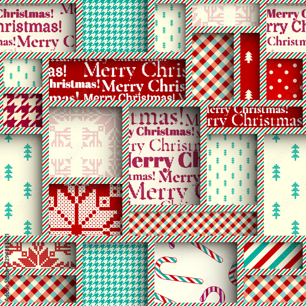 Obraz premium Seamless background pattern. Christmas pattern in retro style. Vector image