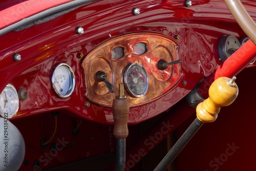 red racing classic car interior