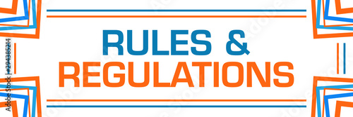 Rules And Regulations Blue Orange Random Borders Horizontal  © ileezhun