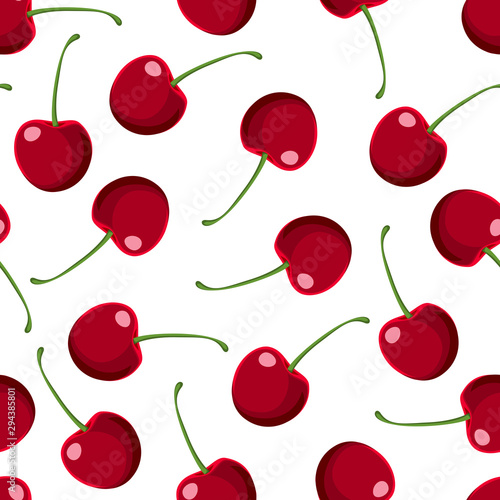 Seamless pattern with red cherries.