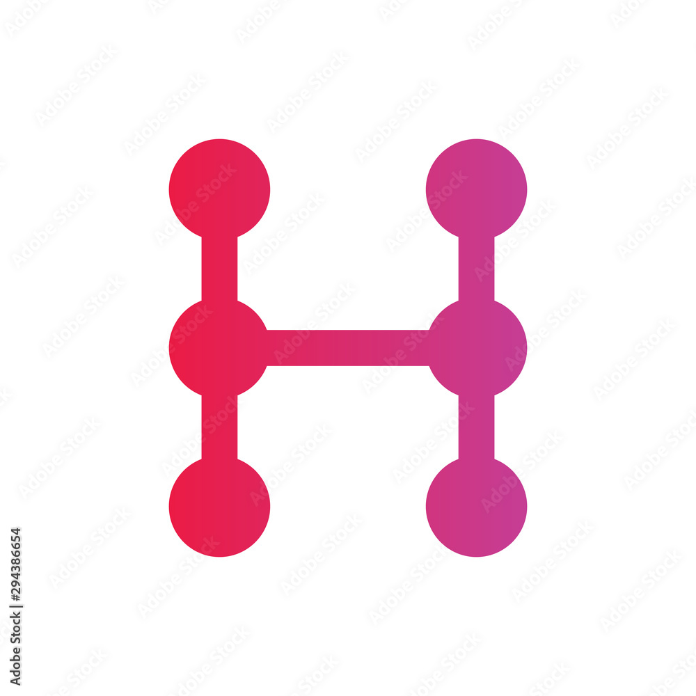 Abstract letter H logo, connect dots symbol, technology icon design - Vector Abstract letter H logo, connect dots symbol, technology icon design - Vector