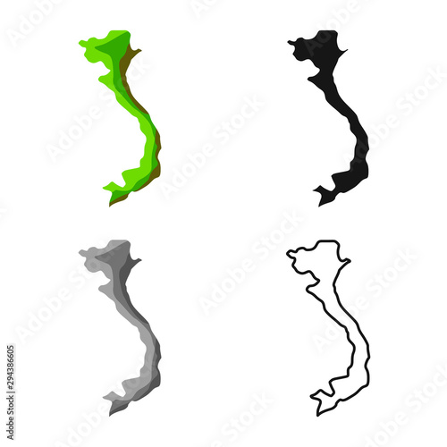 Vector illustration of map and vietnam logo. Set of map and land vector icon for stock.