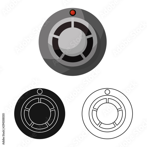 Isolated object of detector and smoke sign. Collection of detector and sensor stock vector illustration.