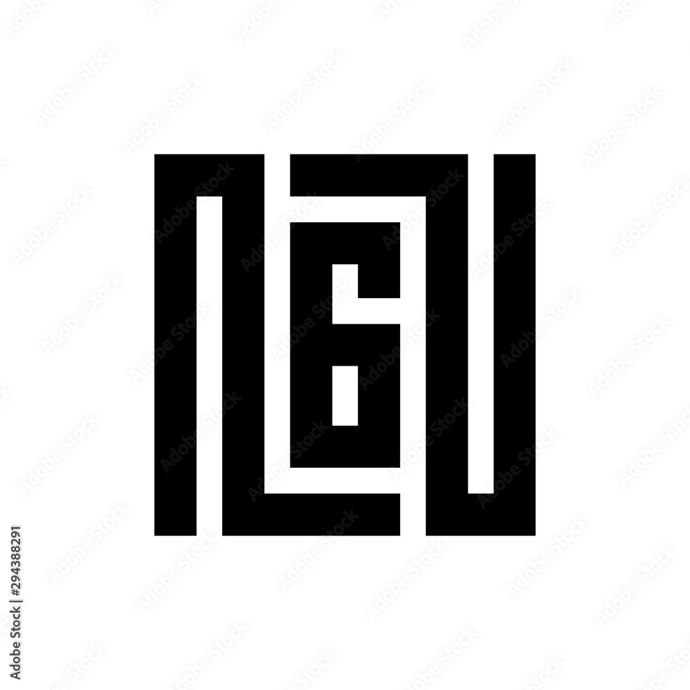Initial letter NGU, square shape vector logo template
