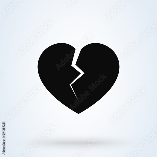 Broken heart Simple vector modern icon design illustration.