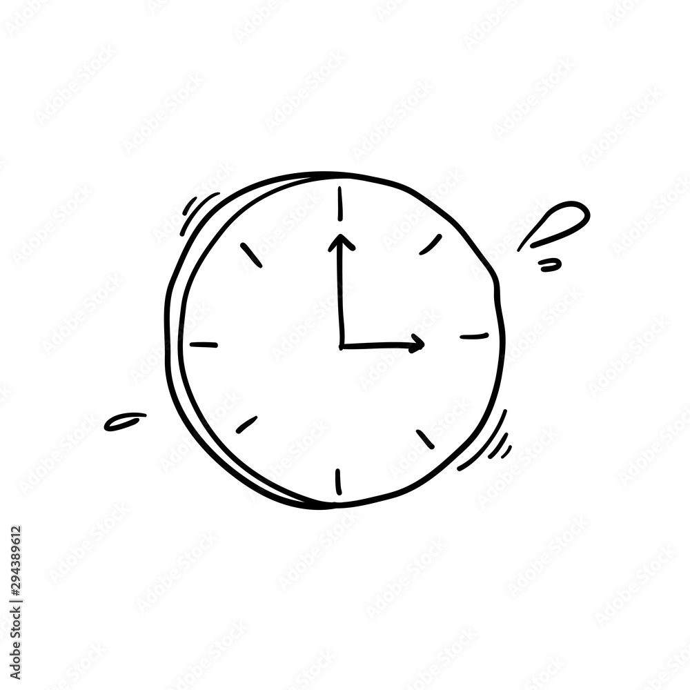 doodle clock icon illustration handdrawn style doodle clock icon illustration handdrawn style