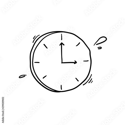 doodle clock icon illustration handdrawn style