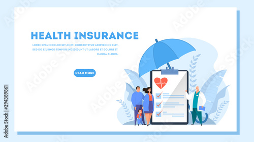 Health insurance concept. People standing at clipboard