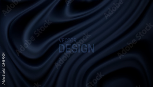 Wavy stripes pattern. Abstract black topography background. Vector 3d illustration of charcoal or oil liquid substance. Graphic element for cover or poster design.