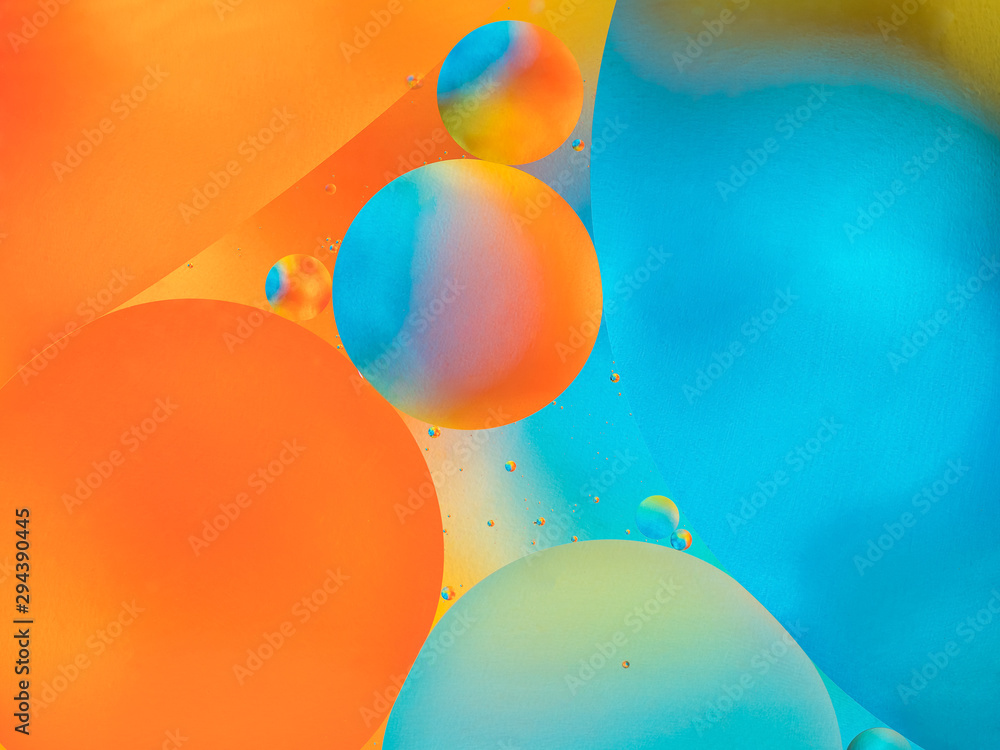 Abstract blue and orange background with bubbles, macro backdrop Stock ...