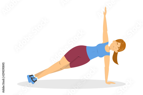 Plank rotation exercise. Active and healthy lifestyle. Fitness