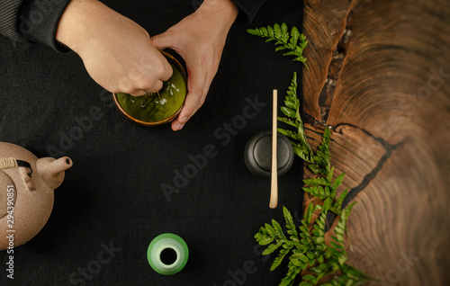 traditional matcha tea preparation photo