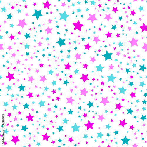Candy stars seamless background. Repeatable pattern with abstract decorative sparks in bright colors.