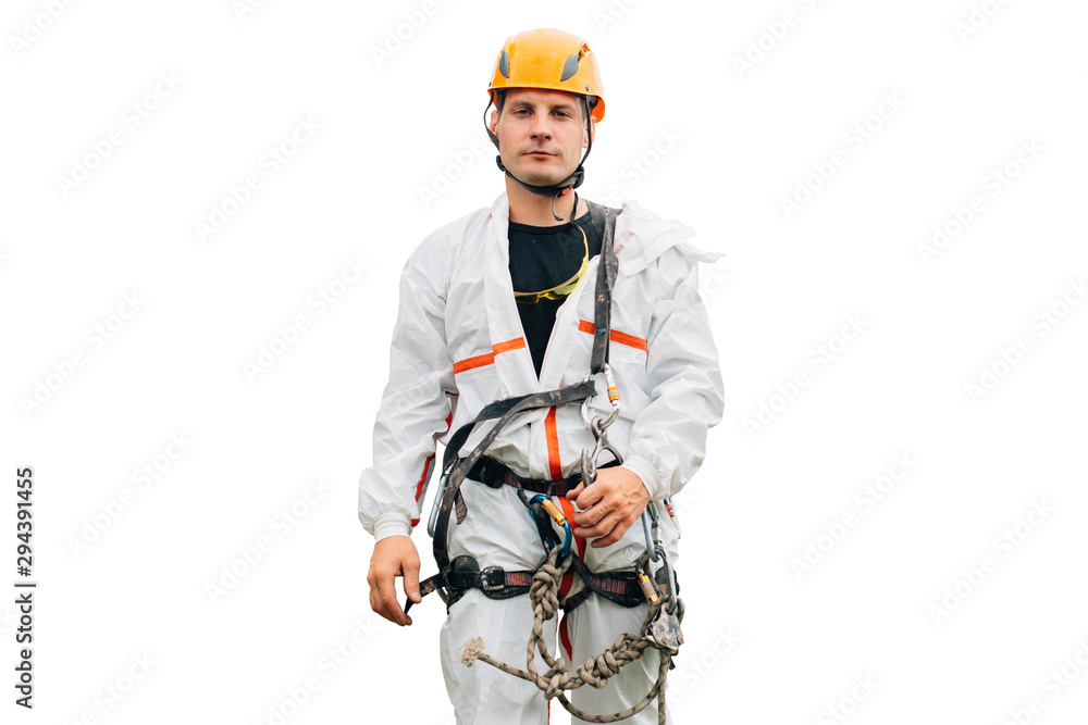 Industrial climber isolated on white background