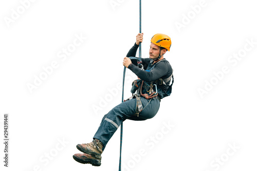 Obraz na płótnie Industrial climber isolated on white background w salonie