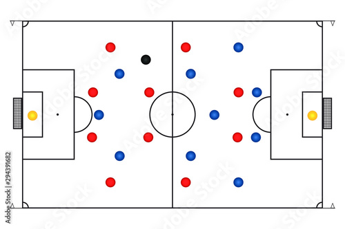 Football or soccer game strategy plan isolated on white board background - Illustration - Vector