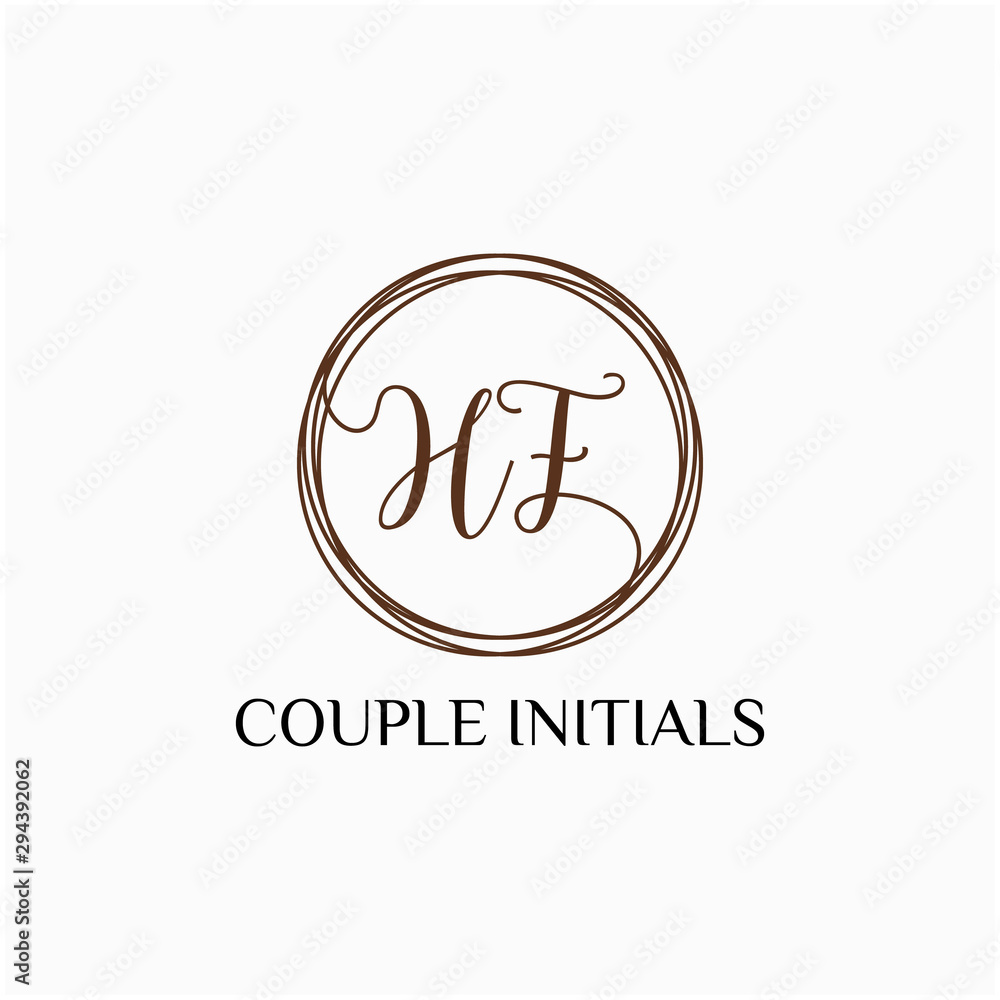 Letter HF logo template. Creative fashion logo design, couple letter , beauty icon. Initial handwriting or handwritten logo for identity. Logo with hand drawn style. wedding concept -vector Letter HF logo template. Creative fashion logo design, couple letter , beauty icon. Initial handwriting or handwritten logo for identity. Logo with hand drawn style. wedding concept -vector