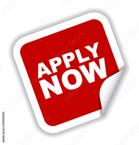 red vector banner apply now