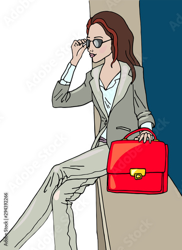 Fashionable modern business woman. Vector cartoon illustration