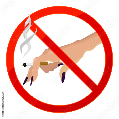 female hand on the sign No smoking