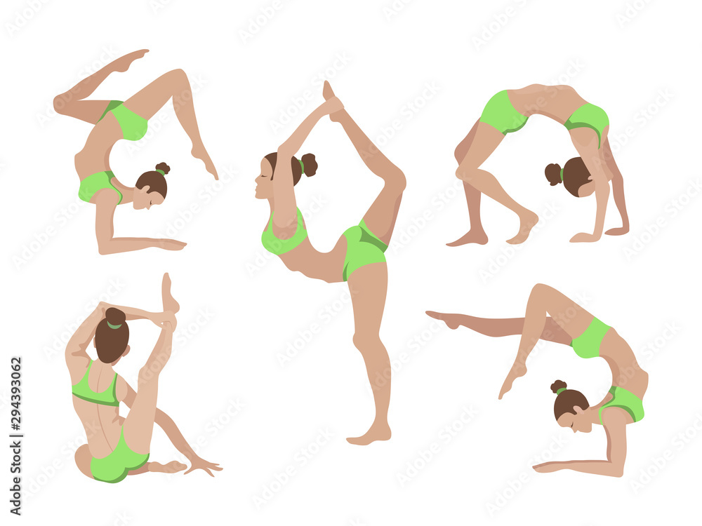 Vector illustration of poses of yoga.