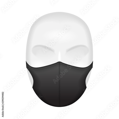 Protective mask. Dust mask on white mannequin. Air pollution vector illustration