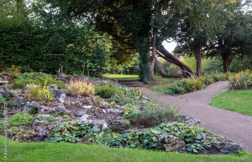 Fototapeta premium Park outside the walled garden at Eastcote House Gardens, photographed in autumn, Eastcote Hillingdon, UK