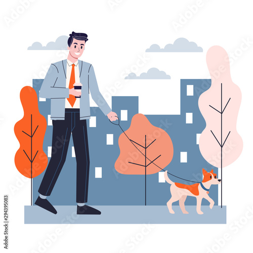 Man walking a dog