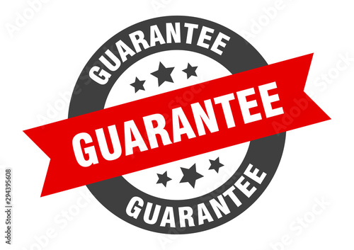 guarantee sign. guarantee black-red round ribbon sticker
