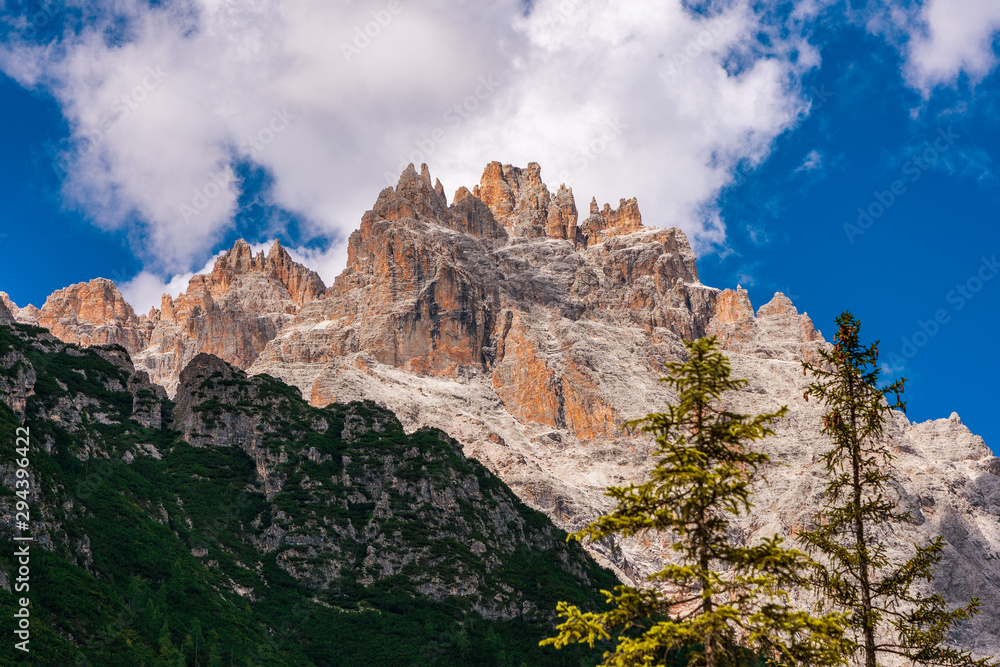 Panoramic view on Dolomites, Dreischusterspitze.. Panoramic view on Dolomites, Dreischusterspitze..